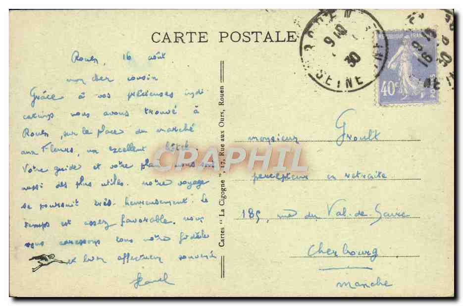 CPA Rouen Cathedrale Cour des libraires Statues de Ste Marie l'Egyptienne Ste Appoline Ste Genevieve — Verso