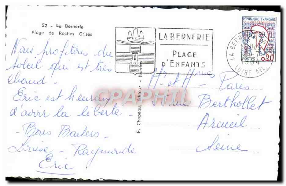 CPM La Bernerie Plage de Roches Grises  — Rückseite