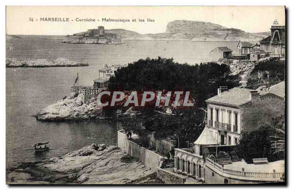 CPA Marseille Corniche Malmosque et les lles 