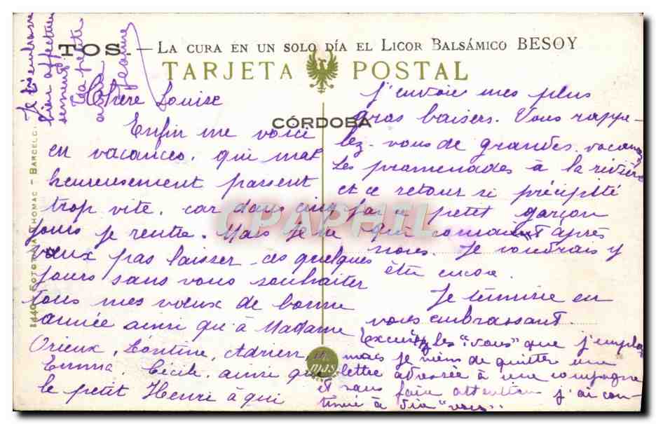 CPA Sevilla Hospital de la Caridad  — Rückseite