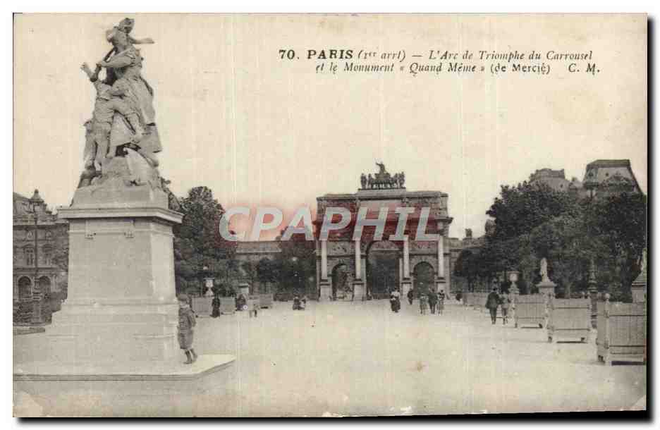 CPA Paris L'Arc de Triomphe du Carrousel et le monument Quand Meme de Mercie