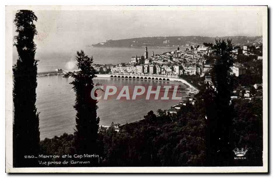 CPA Menton et le Cap Martin Vue prise de Garavan