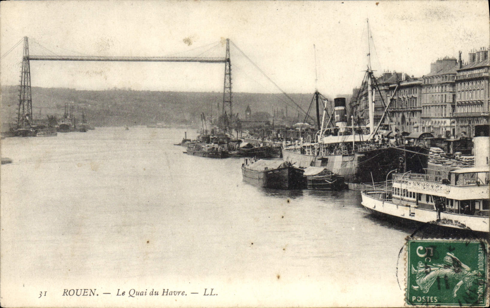 CPA Rouen Le Quai du Havre Bateaux