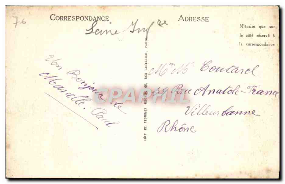 CPA Le Treport La Plage et les Villas  — Rückseite
