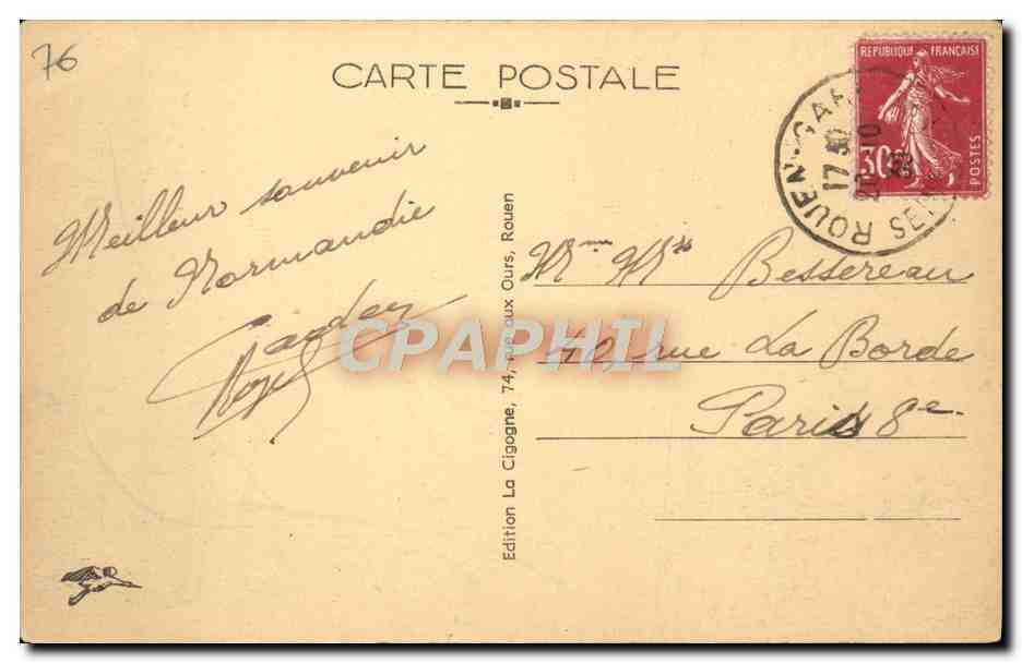 CPA Rouen Pont Transbordeur  — Verso