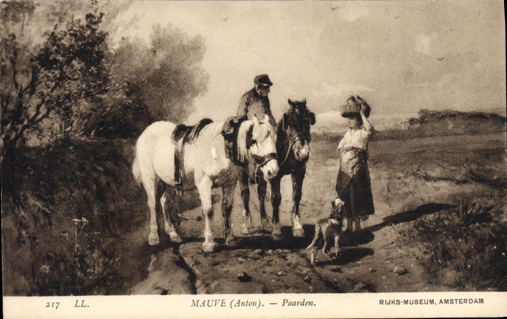 CPA Mauve Paarden Rijkss Museum Amsterdam Cheval Chien