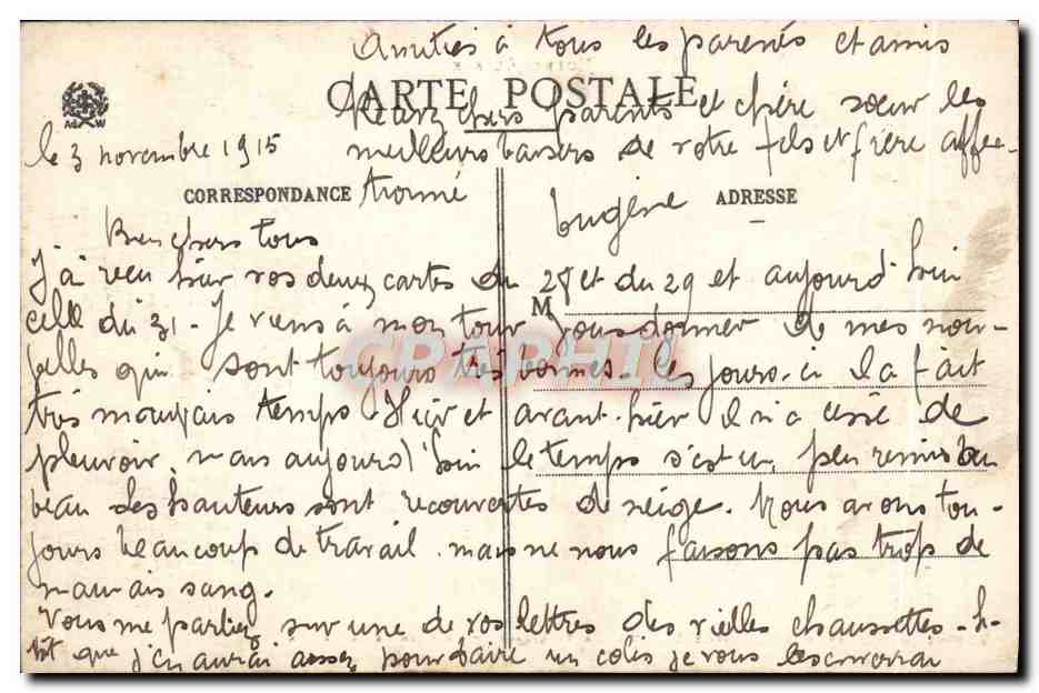 Wesserling (Hauts-Alsace) — Un Coin de la Vallée — Ad. Weick, Saint-Dié N° 11424 — Verso