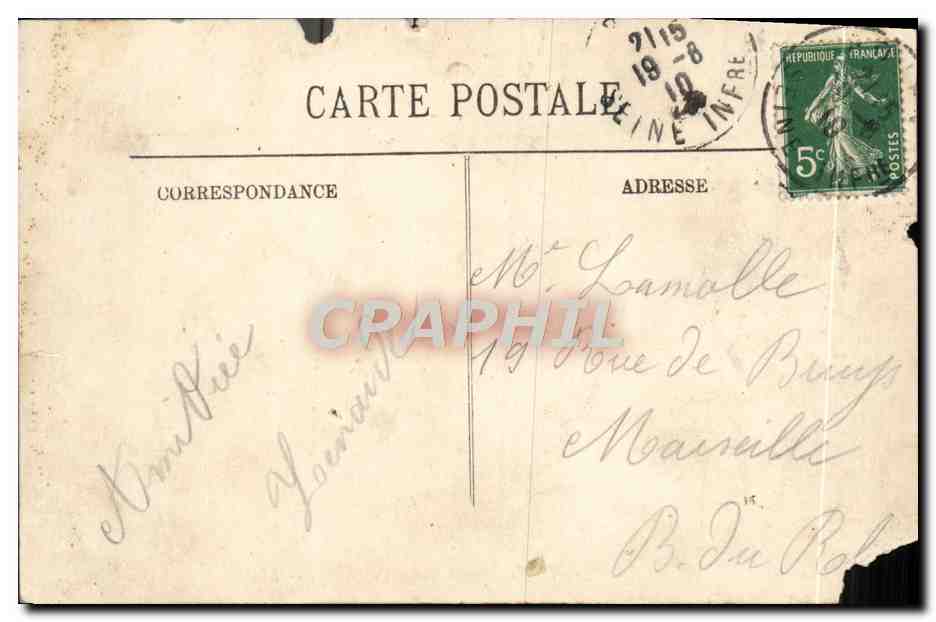 CPA Rouen La Place Carnot Le Pont Boieldieu et la Cathedrale — Verso
