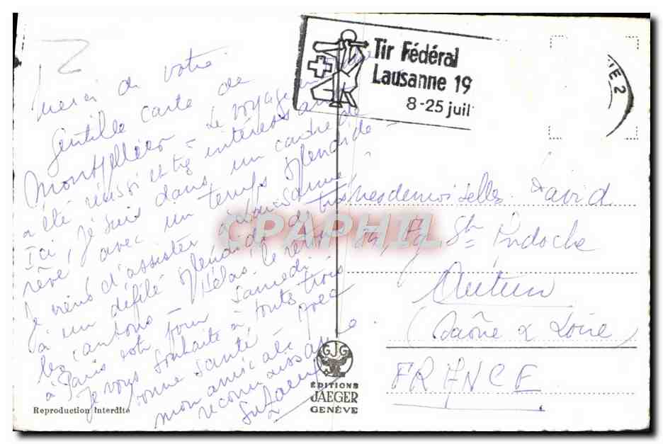CPM Vieux Lausanne Les Escaliers du Marche et la Cathedrale — Rückseite
