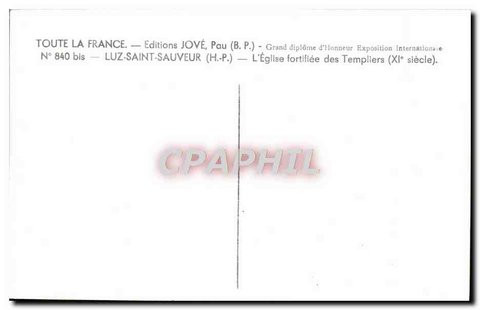 Luz-Saint-Sauveur — L'Église fortifiée des Templiers (XIe siècle) — Éditions JOVÉ, Pau — Rückseite