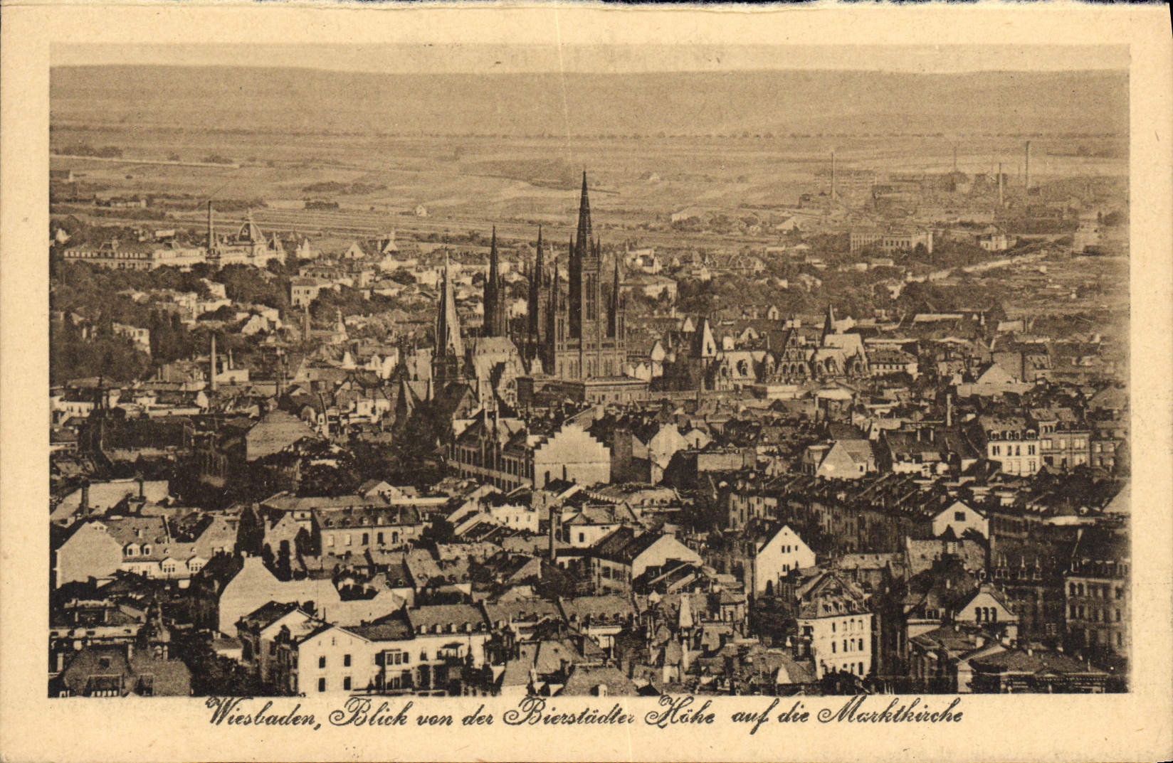 Wiesbaden — Vue depuis la colline de Bierstadt sur la Marktkirche — M. Jacobs, Postkarten-Verlag, Frankfurt & M.