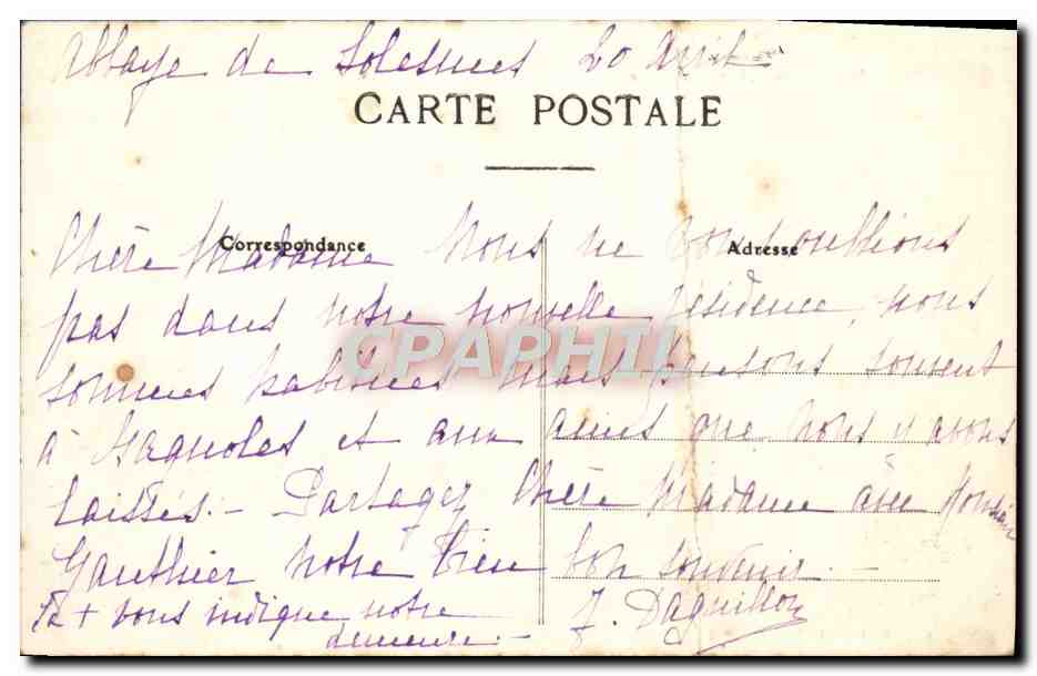 CPA Solesmes L'Abbaye Vue Generale — Verso