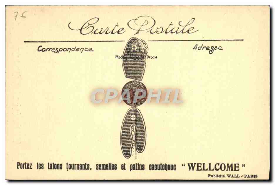 CPA Rouen La Tour Jeanne d'Arc Publicite Chaussure Talon Wellcome — Rückseite