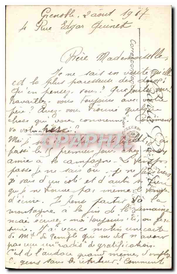 CPA Grenoble L'Isere et les Alpes — Verso