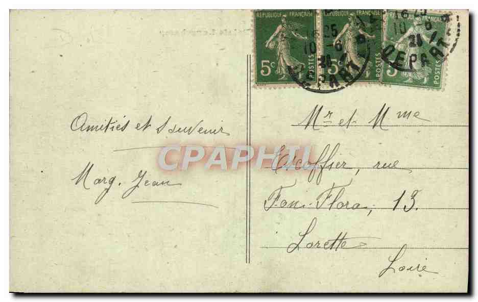 CPA Merseille Palais Longchamp — Rückseite