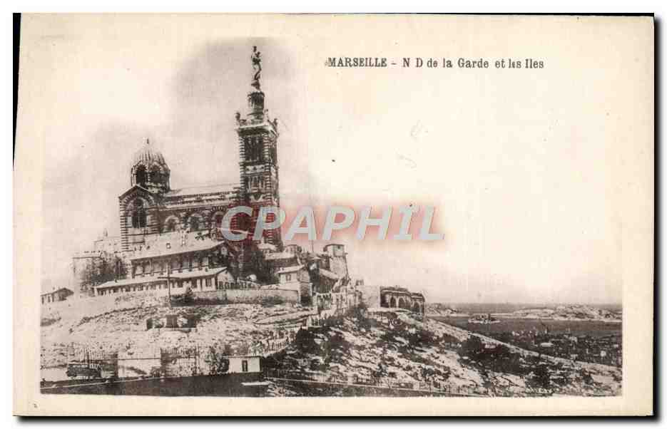 CPA Merseille Notre Dame la Garde et les Iles