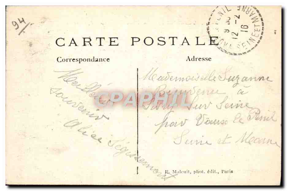CPA Vincennes Le Bois La Pyramide Avion — Verso