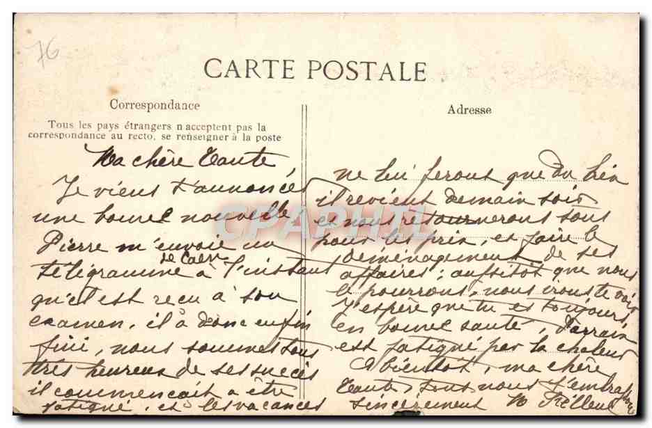 CPA La Benedictine a Facamp  — Rückseite