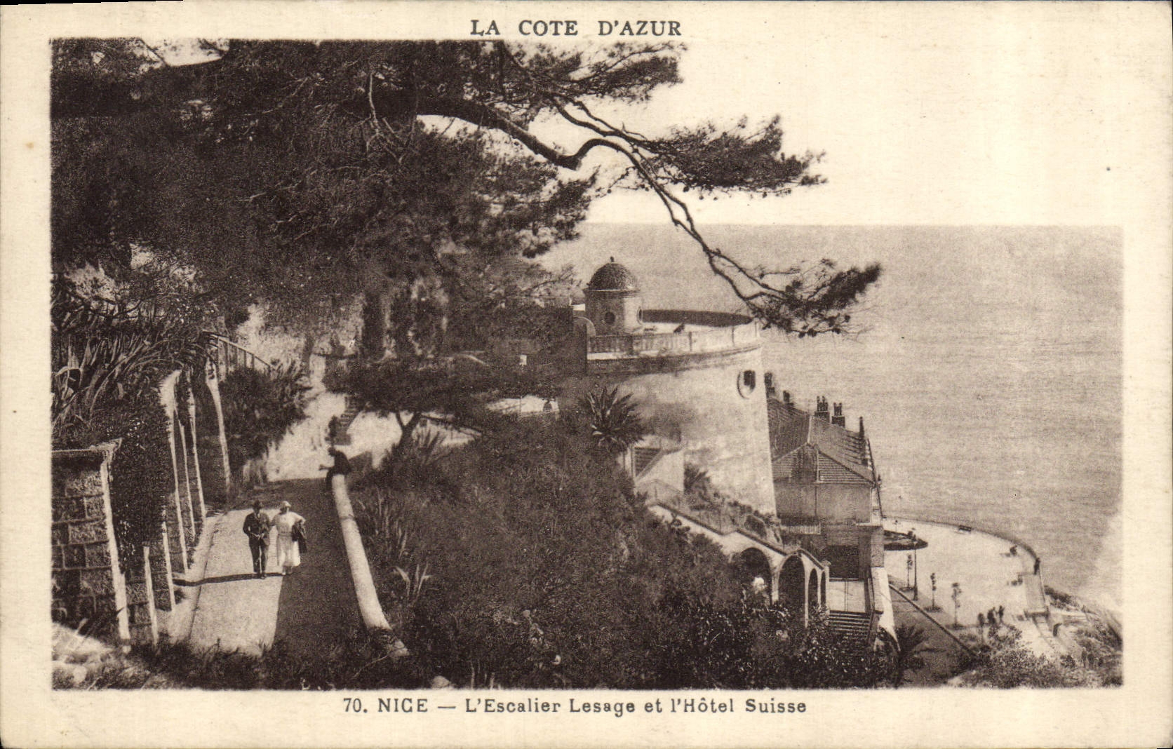 CPA Nice L'Escalier Lesage et L'Hotel Suisse