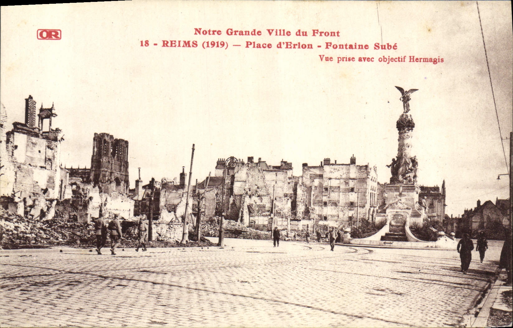 Reims — Place d'Erlon avec Fontaine Subé — OR