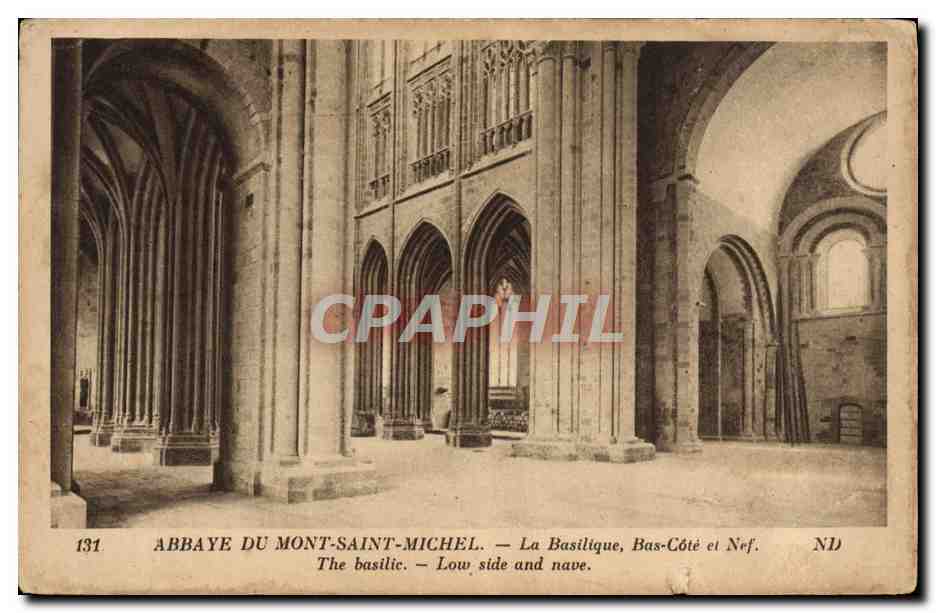 CPA Abbaye Du Mont Saint Michel la Basilique Bas Cote et nef
