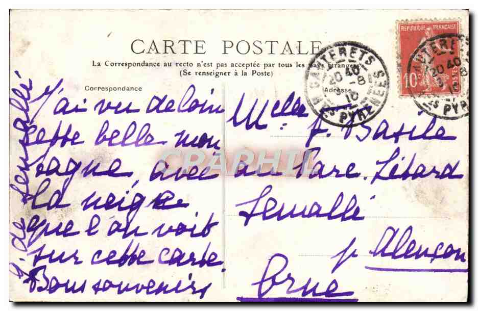 CPA Les Pyrenees Le Vignernal Et Son Giacier — Verso
