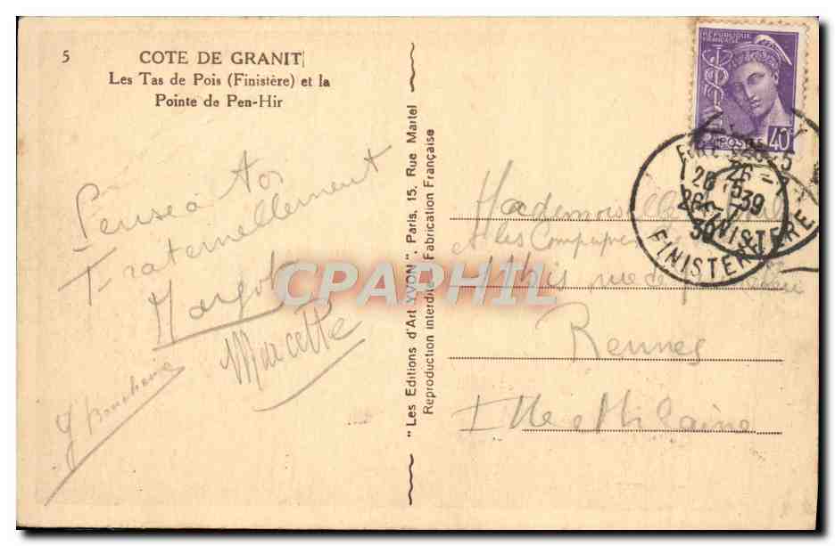 Côte de Granit — Les Tas de Pois (Finistère) et la Pointe de Pen-Hir — Les Éditions d'Art Lyon — Verso
