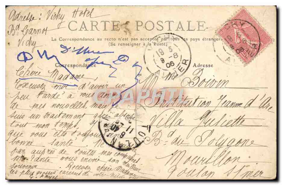 CPA Vichy le Pont sur l'Allier — Verso