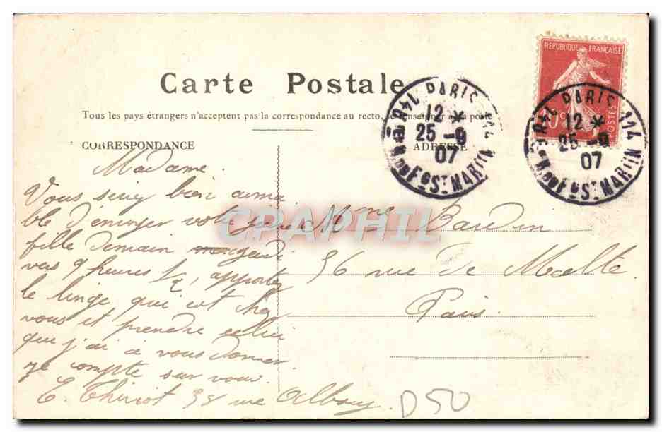 CPA Environs de Cherbourg Le Nez de Jobourg — Rückseite