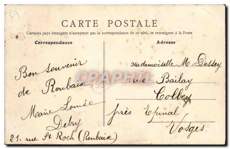CPA Roubaix Le Parc Barbieux Le lac — Rückseite