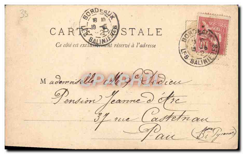 Place de la Fontaine des Trois Galets — Bordeaux — éditeur inconnu — Verso
