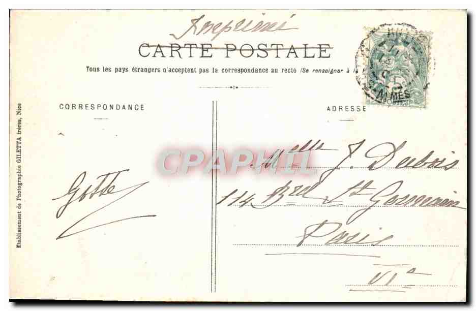 CPA Nice Vue Generale Prise du Mont Boron — Verso