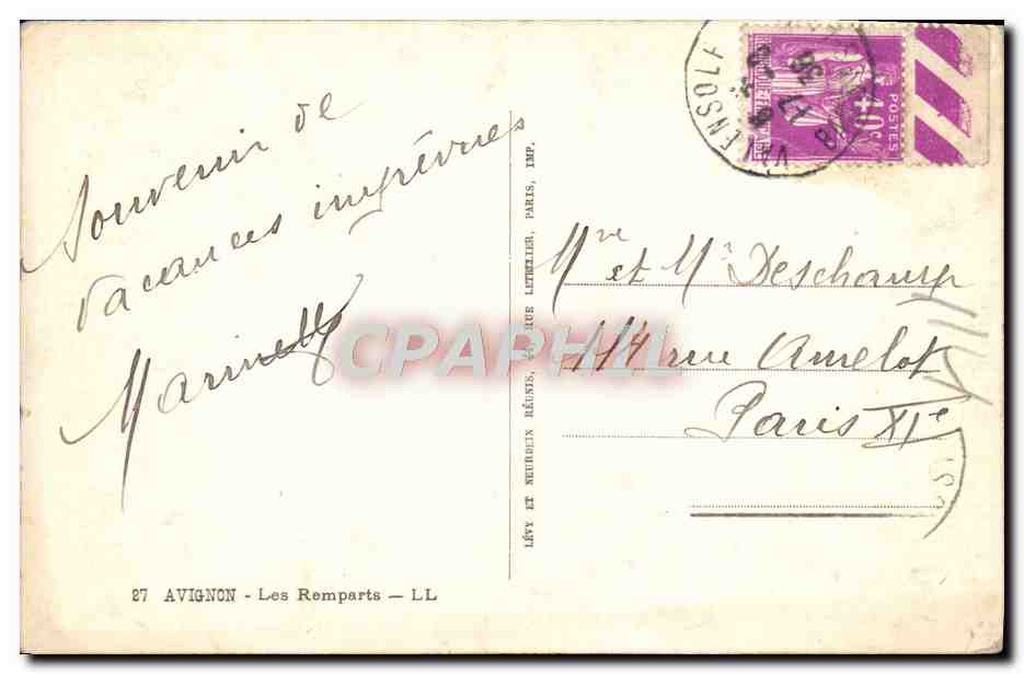 CPM Avignon Les Remparts — Verso