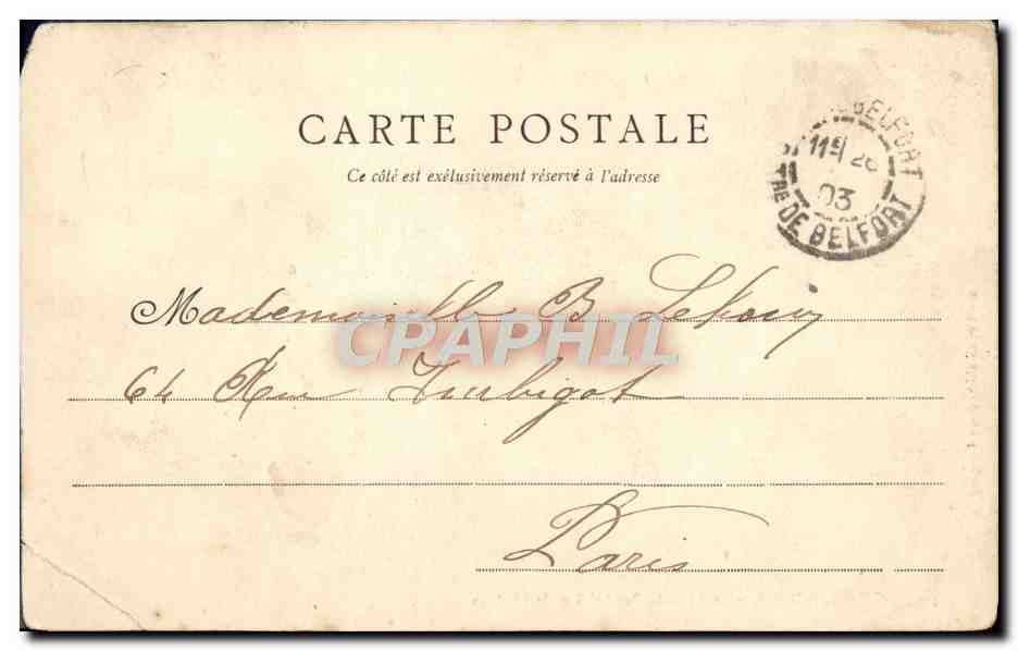 Belfort - Le Lion de Bartholdi et le Château — A. Rebel 5 bis Avenue de la Gare — Verso