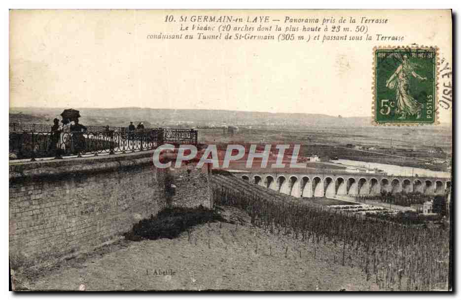 CPA St Germain en Laye Panorama Pris de la terrasse Le viaduc