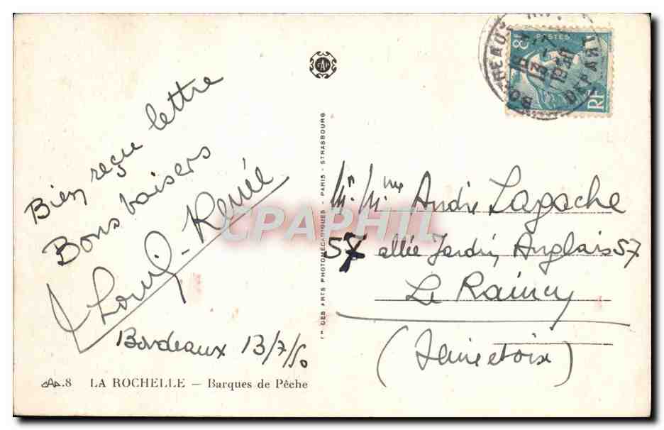 CPA La Rochelle Barques de Peche Bateaux — Verso
