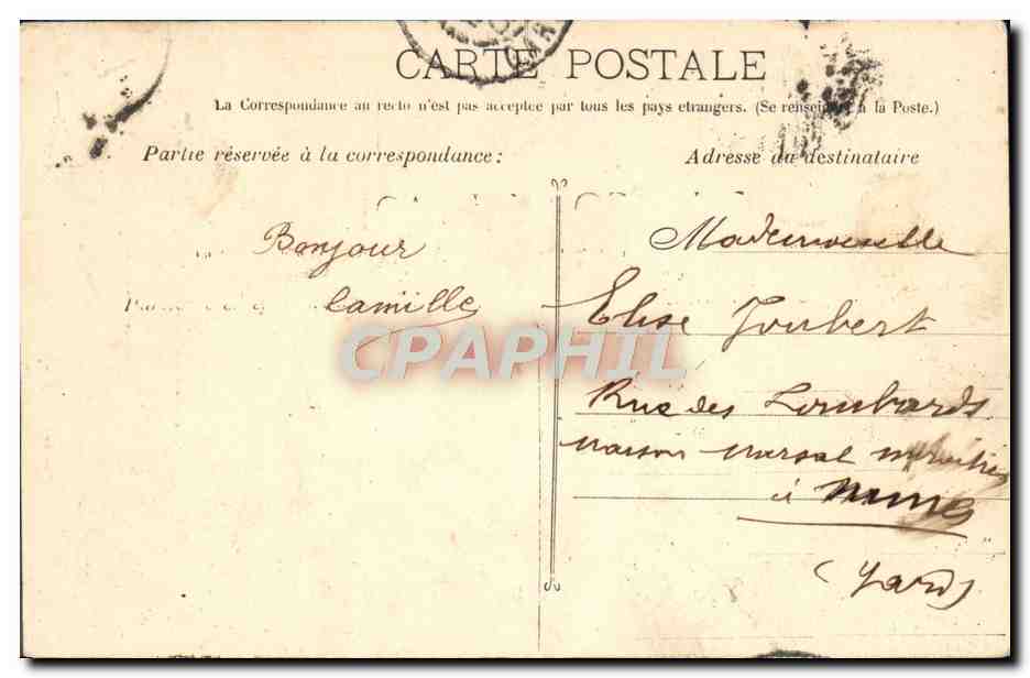 CPA Marseille La Vierge de la Garde — Rückseite