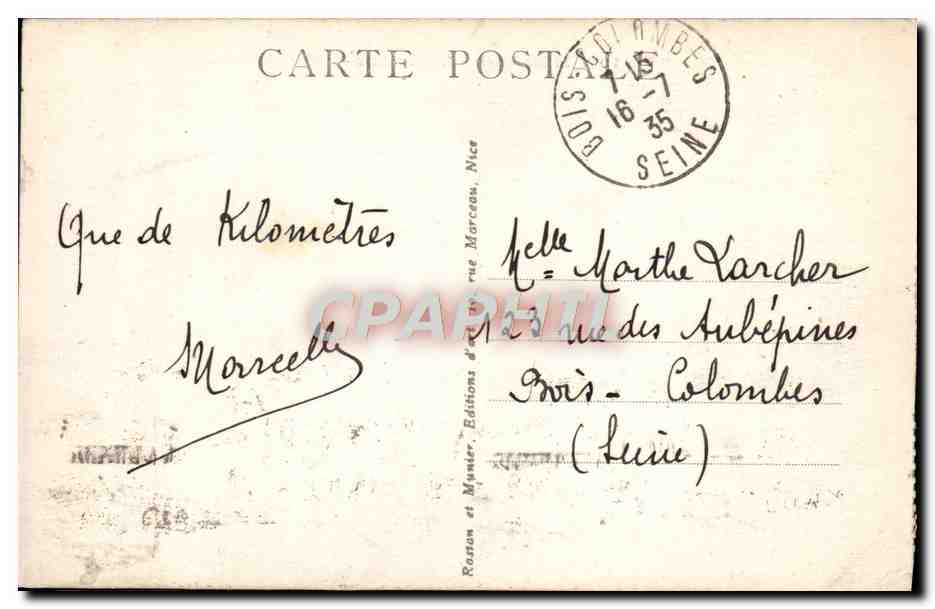 CPA Monaco Le Rocher — Rückseite