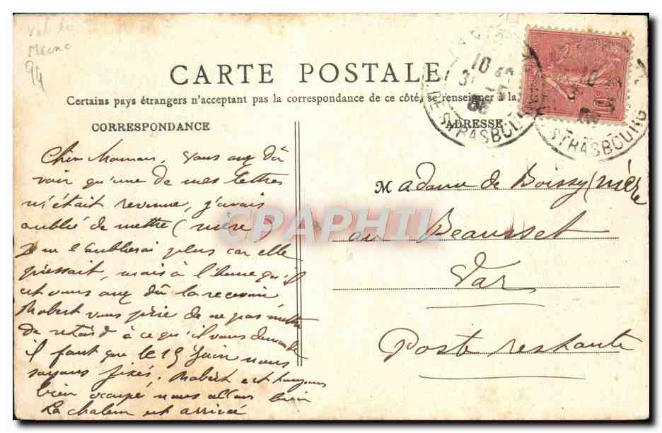 Der Marne — Von CHAMPIGNY nach LA VARENNE am rechten Ufer — B.F. PARIS 32 — Rückseite