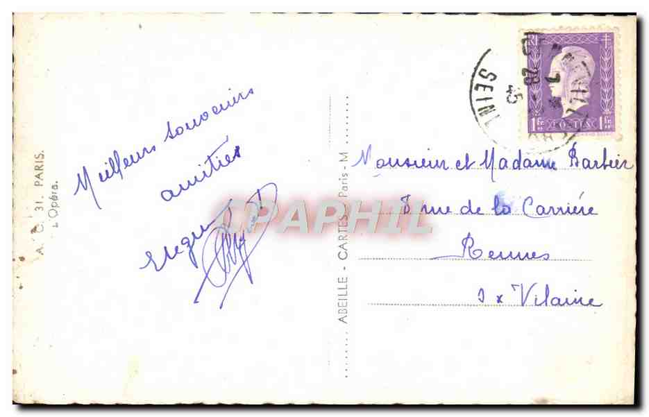 CPM Paris l'opera — Verso