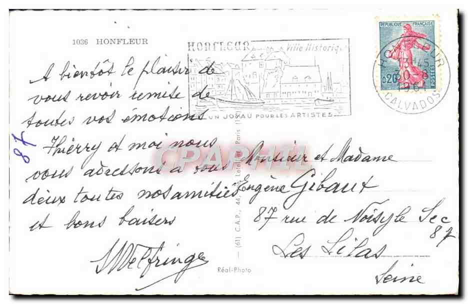 Honfleur — Quai Sainte-Catherine, La Lieutenancé, Le Port, Chapelle Notre-Dame-de-Grâce — Souvenir de Honfleur, éditeur CLOCHER SAINTE-CATHERINE — Reverso