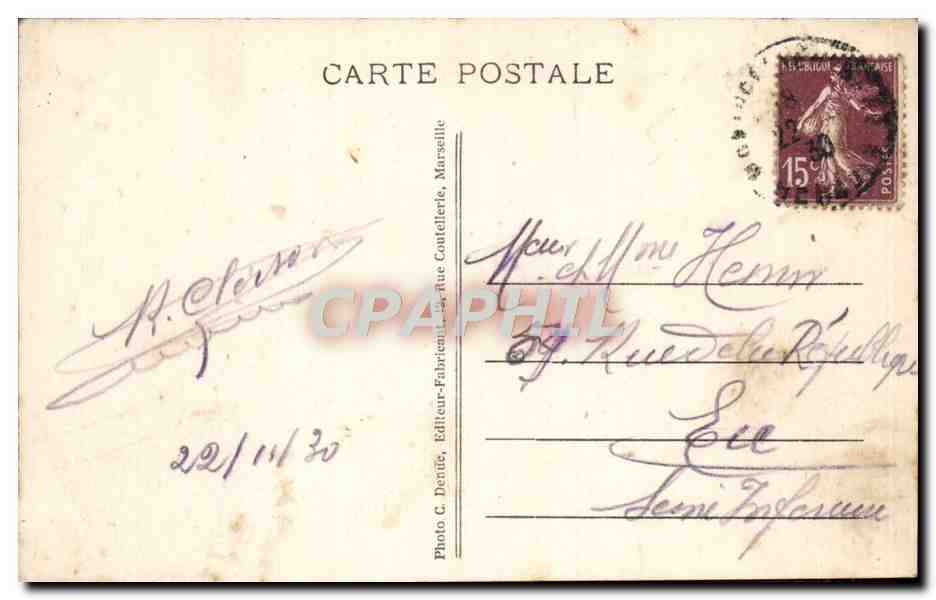 CPA Montpellier Le Theatre et Rue Maguelonne Tramway — Back