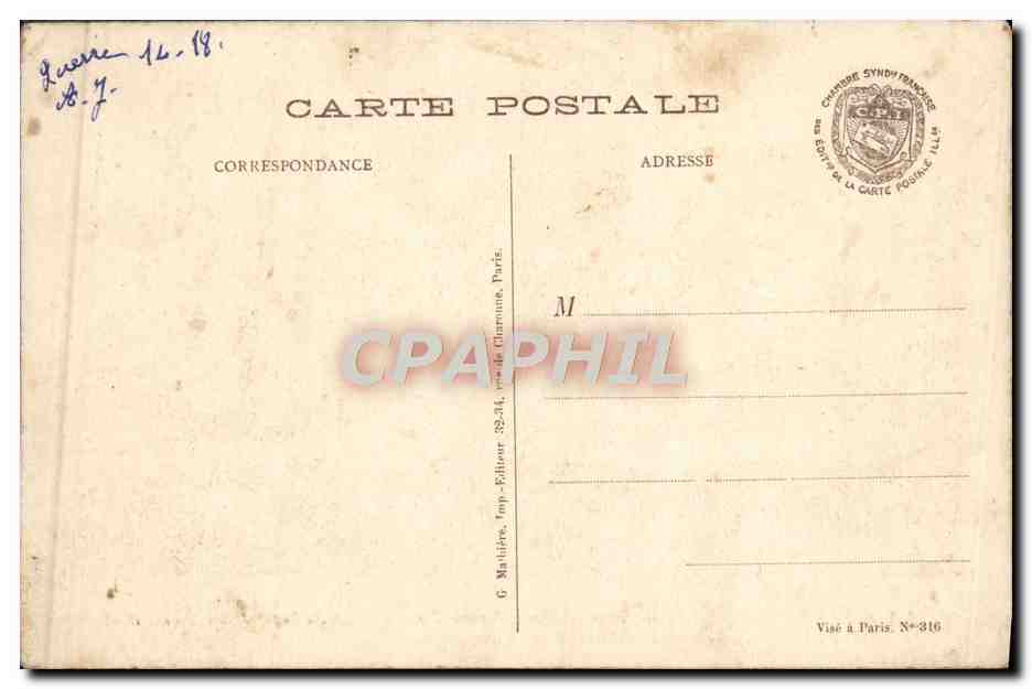 CPA La Grande Guerre Tranchees Allemandes du bois Sabot Militaria Entre Souain et Tahure  — Rückseite