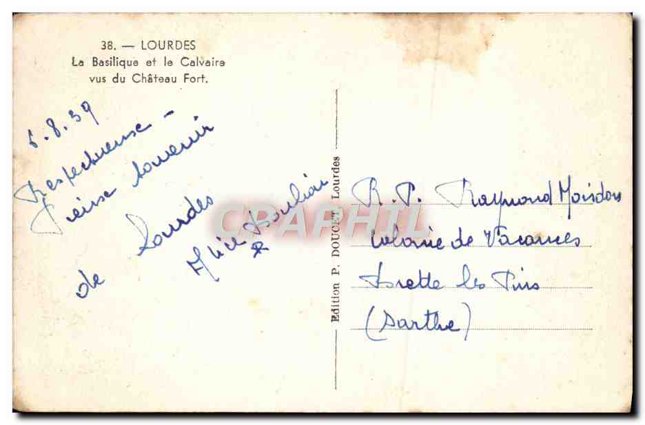 CPA Lourdes La Basilique et le Calvaire Vus du Calvaire — Verso