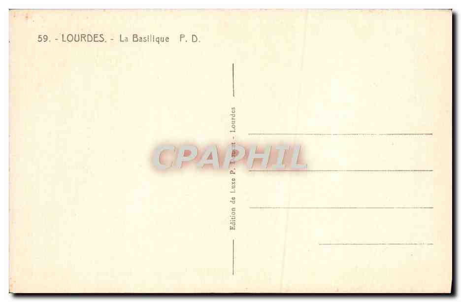 CPA Lourdes La Basilique — Verso