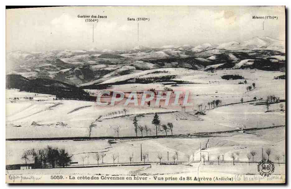 La crête des Cévennes en hiver — Vue prise de St Agrève (Ardèche) — n°5059 — éditeur Roger Pannier