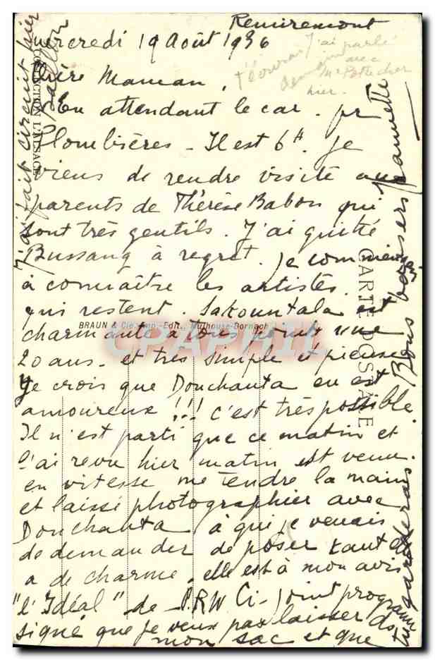 Vallée de Masevaux — Vue sur le lac d'Alfeld — éditeur Braun & Cie, n° 151 — Rückseite