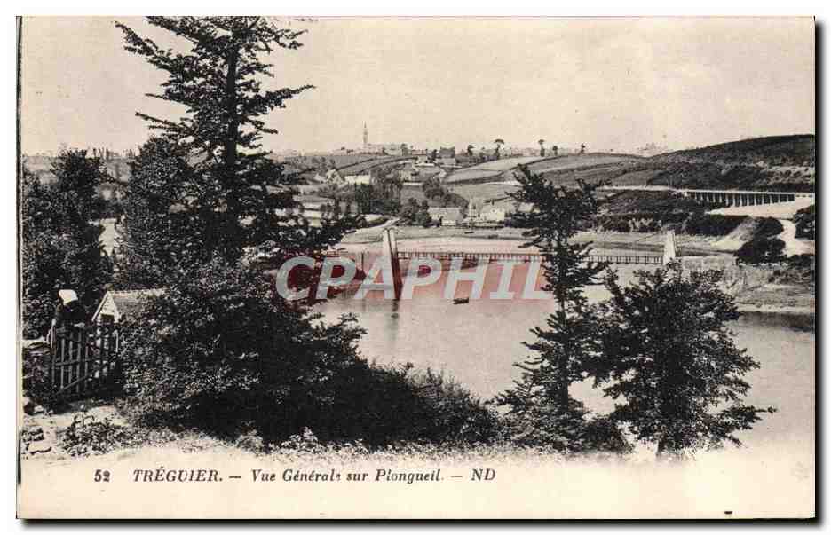 CPA Treguier Vue Generale Sur Plongueil