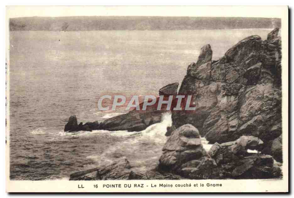 Pointe du Raz - Le Moine couché et le Gnome — LL 16 — Éditeur : Ch. des Arts Photomécaniques - Strasbourg-Schiltigheim