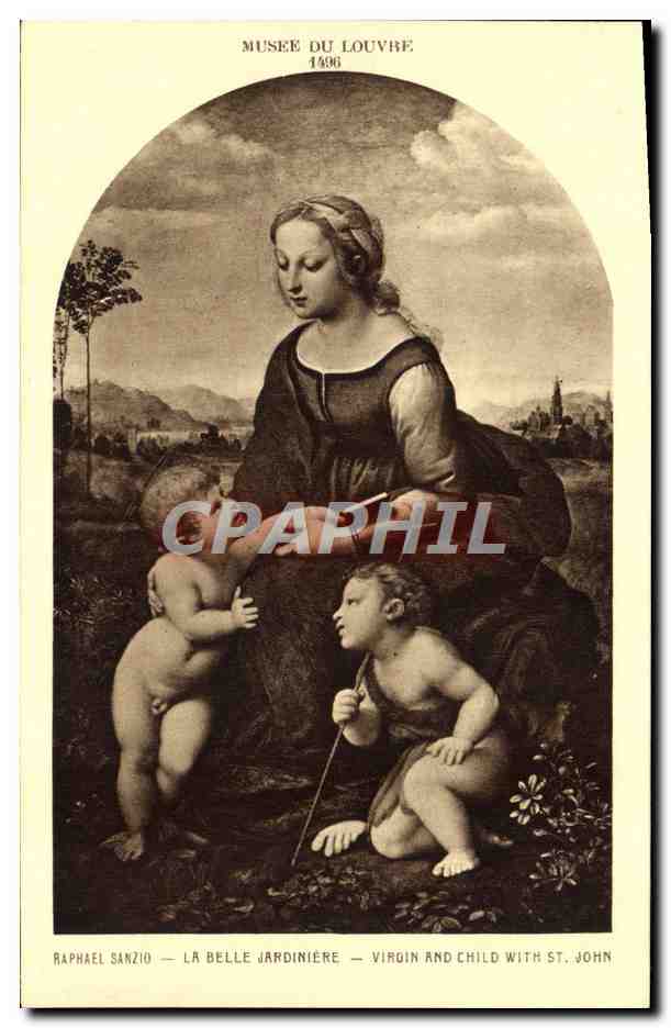 CPA Musee Du Louvre Raphael Sanzio La belle jardiniere Anges